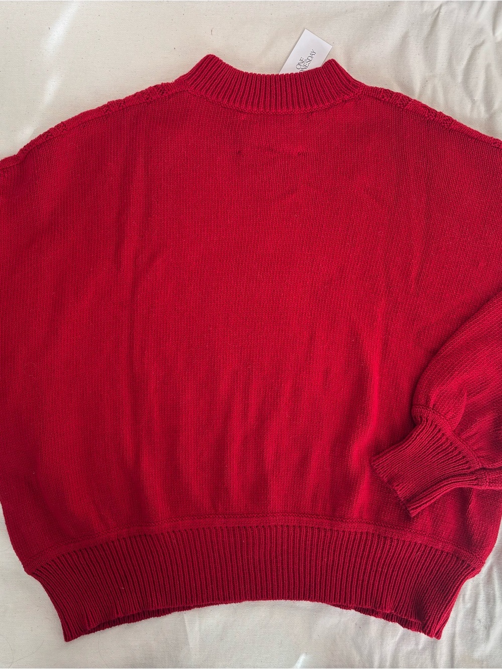 NWT One Wednesday Red Cable Knit Sweater - Picture 5 of 7